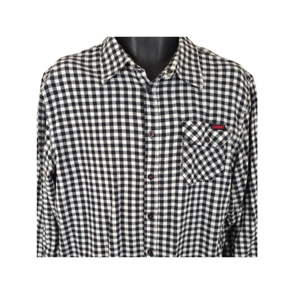 Current Checked Shirt Mens Size Large Black White Plaid Skater Surf & Skate